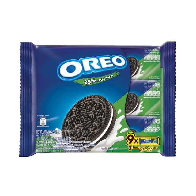 Oreo 25% Less Sugar Sandwich Cookies, 256.5g
