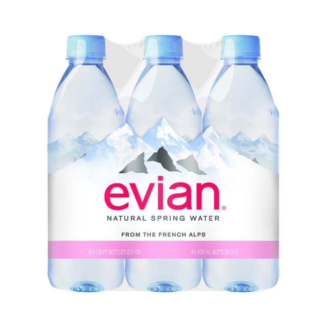 Evian Natural Mineral Water 6x500ml
