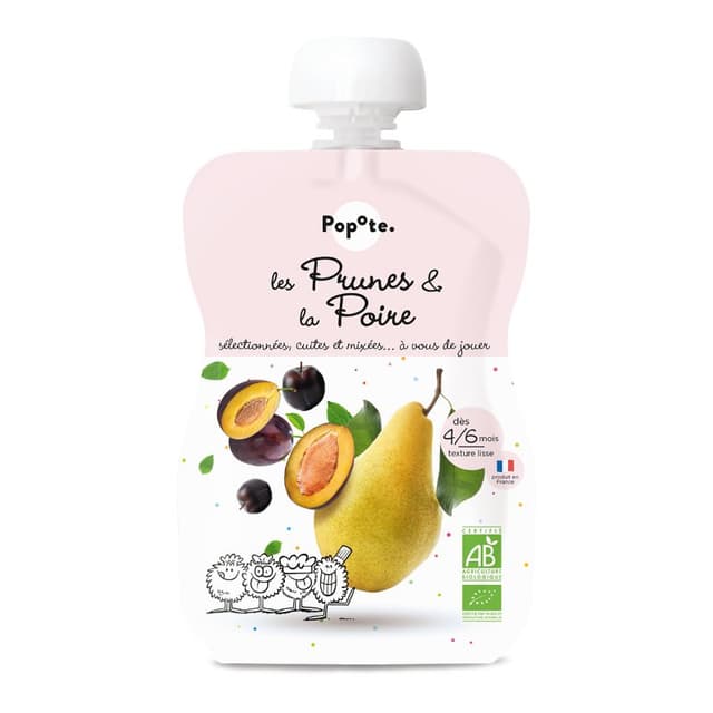 Popote Organic Plum & Pear Baby Puree 120g