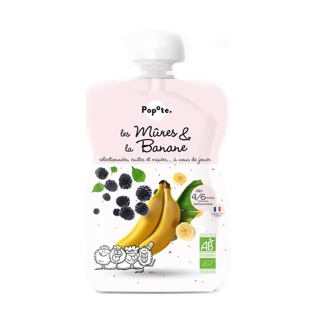 Popote Organic Blackberry & Banana Baby Puree 120g