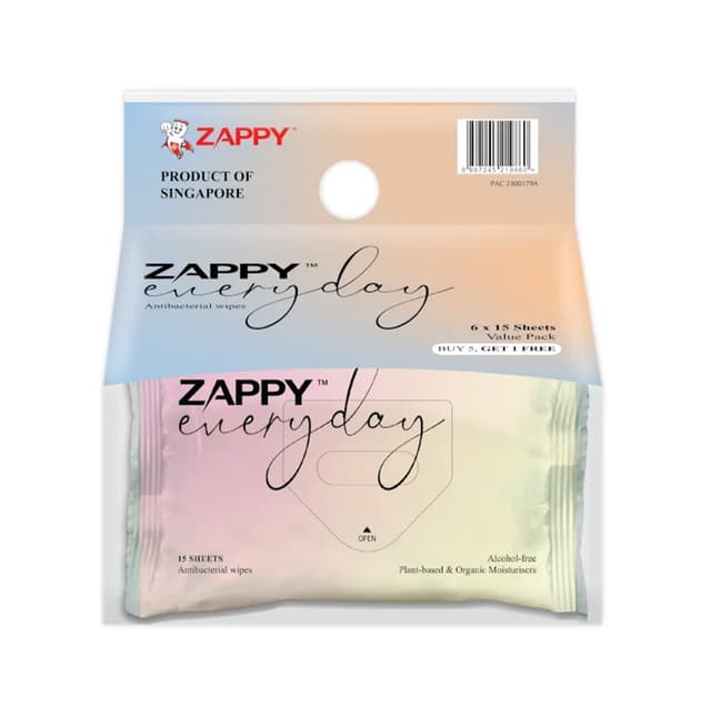 Zappy Everyday Wipes 6 x 15s