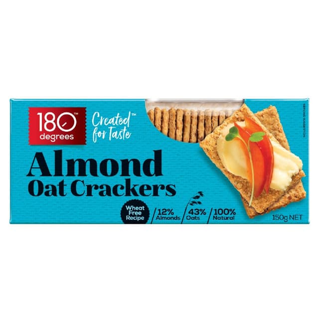 180 Degrees Oat Crackers Almond 150g