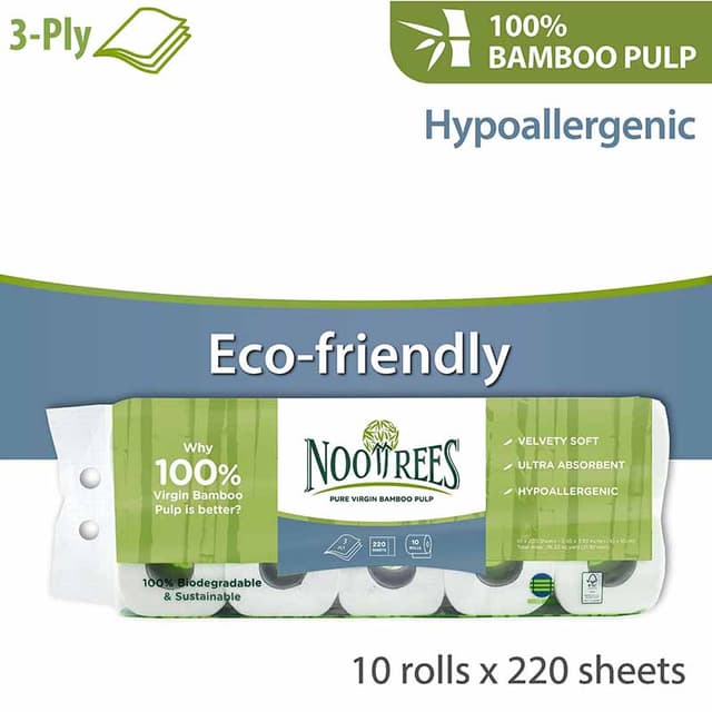 Nootrees 3 Ply Bamboo Toilet Tissue 10x220s