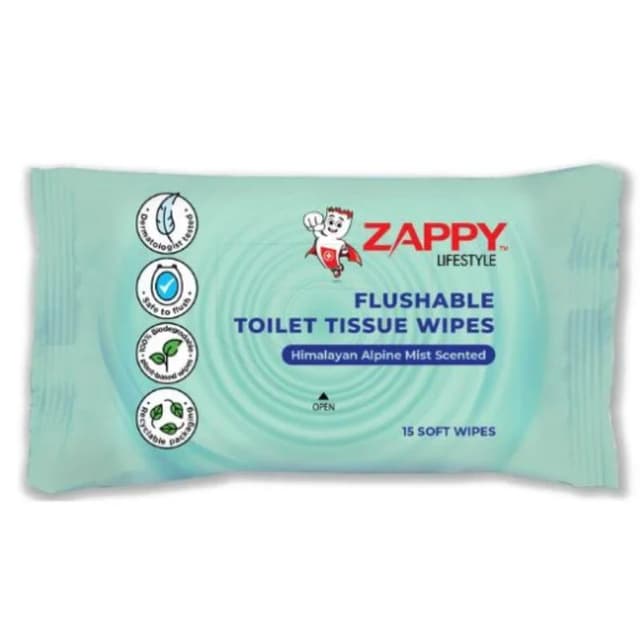 Zappy Flushable Toilet Wipes H.Scent 15S