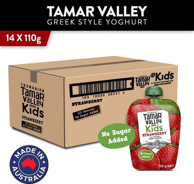 Tamar Valley Kids Strawberry Greek Style Yoghurt 14 x 110g