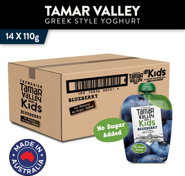 Tamar Valley Kids Blueberry Greek Style Yoghurt 14 x 110g