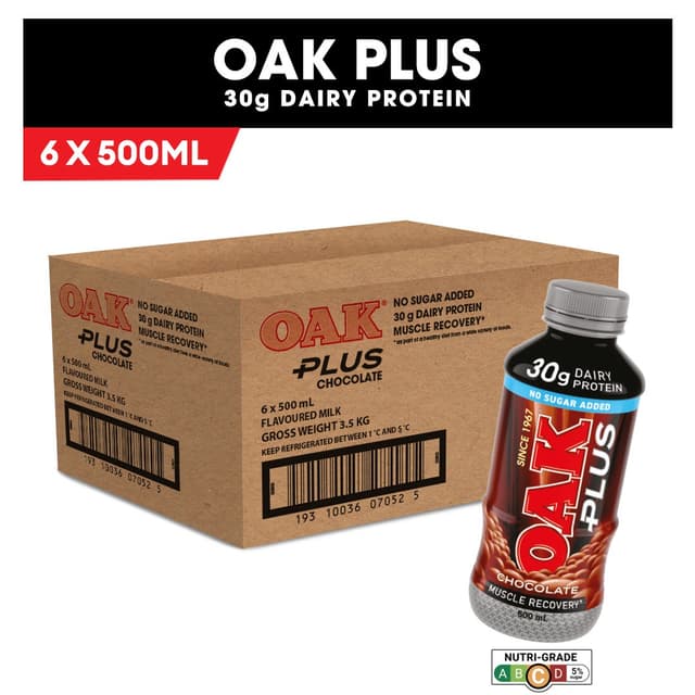 Oak Plus Chocolate Protein Milk 6 x 500ml
