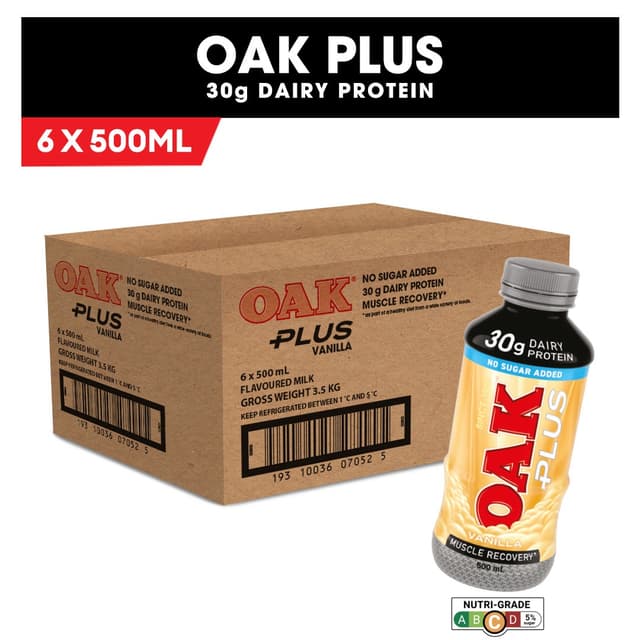 Oak Plus Vanilla Protein Milk 6 x 500ml