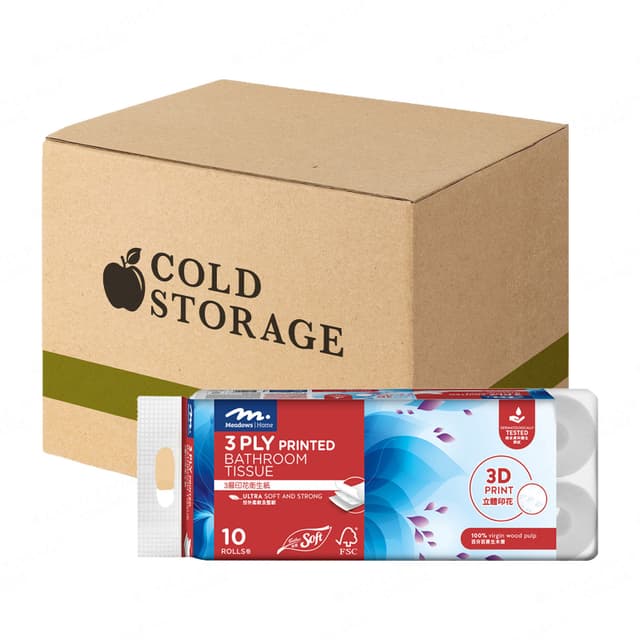 Meadows Home 3 Ply Printed Toilet Paper 6 x 10 Rolls x 220s