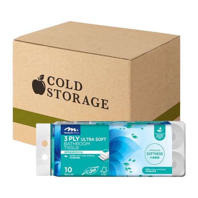 Meadows 3 Ply Ultra Soft Bathroom Tissue 6 x 10 Rolls x 220s