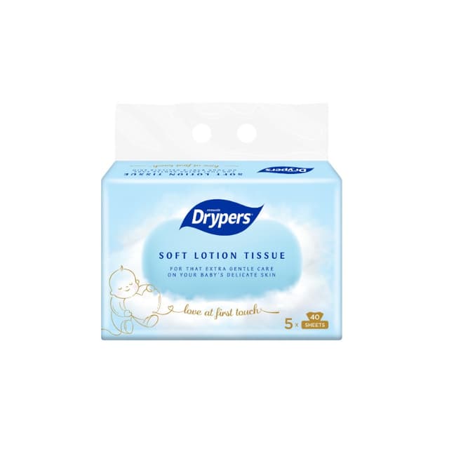 Drypers Soft Lotion Tissue 3Ply 5 x 40s