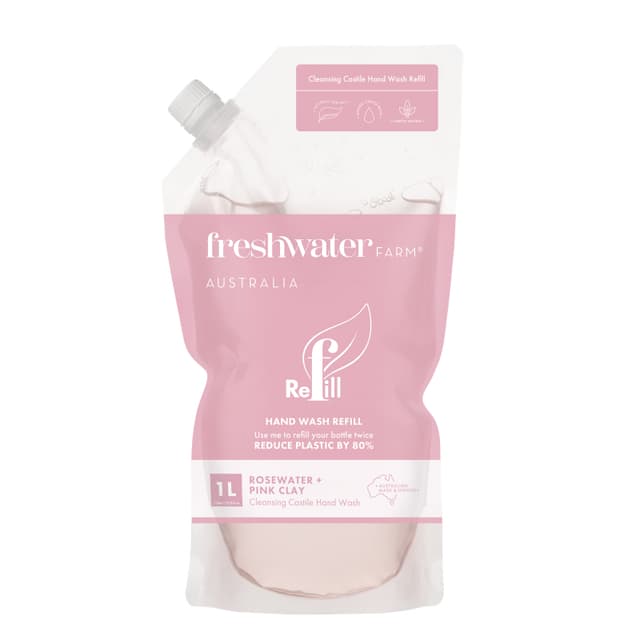 Freshwater Farm Rosewater + Pink Clay Hand Wash Pouch 1L