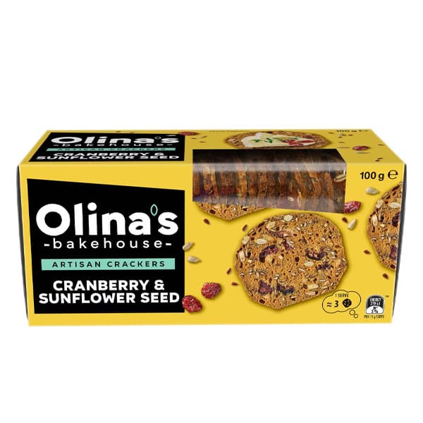 Olina's Cracker Cranberry & Sunflower 100g