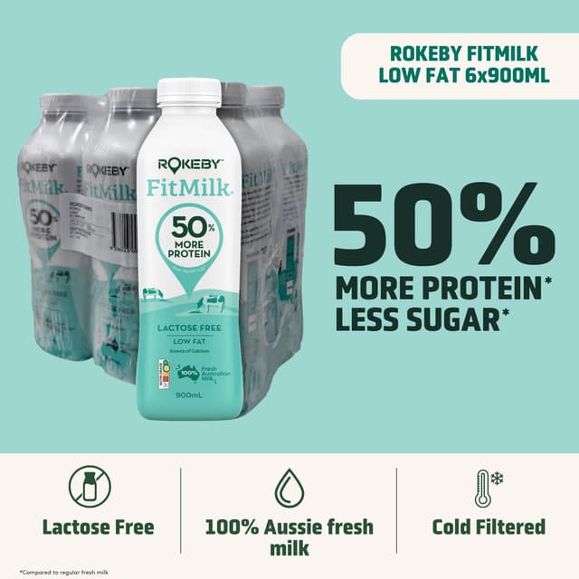 Rokeby FitMilk Lactose Free Low Fat Milk 6 x 900ml