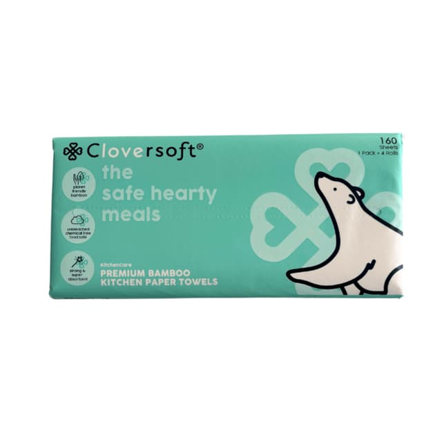 Cloversoft Plant-Based Unbleached Bamboo Kitchen and Hand Towels 160 Sheets