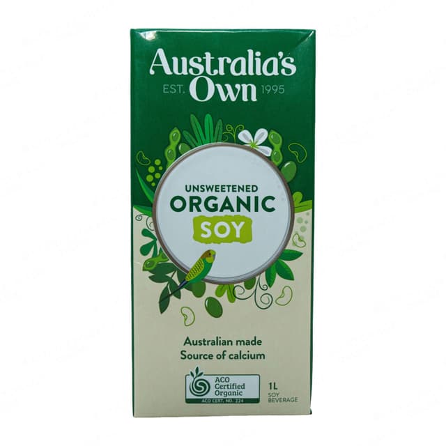 Australias Own Organic Soy Milk Unsweetened 1L