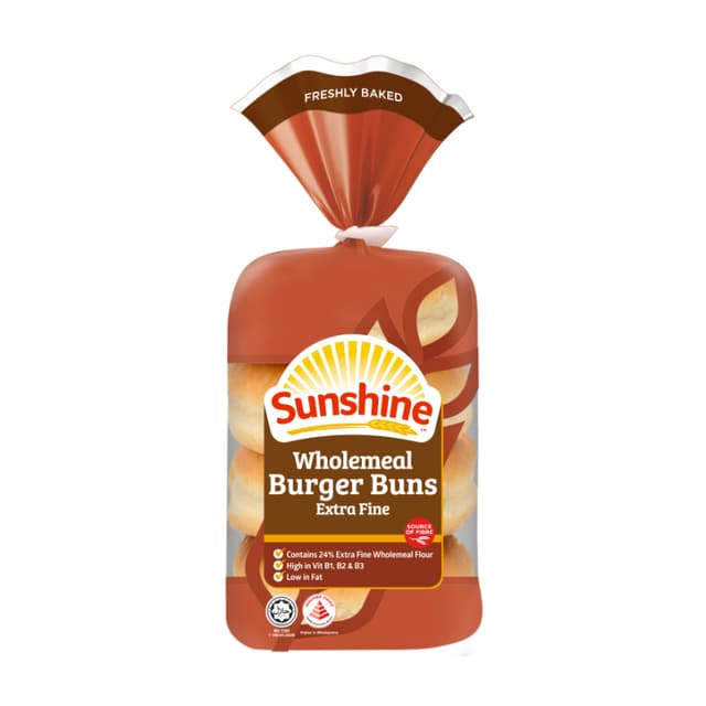 Sunshine Wholemeal Burger Buns Extra Fine 220g