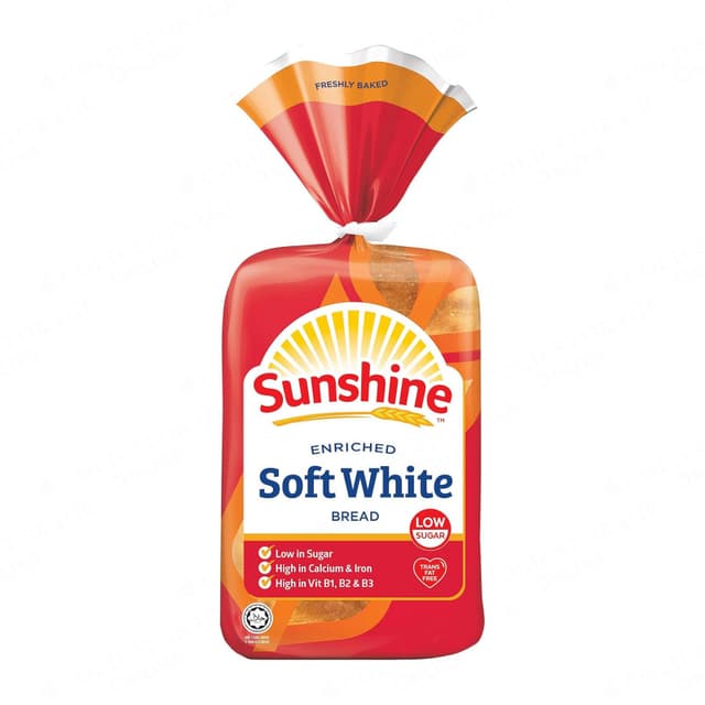 Sunshine Enriched Soft White Low Sugar Bread 400g