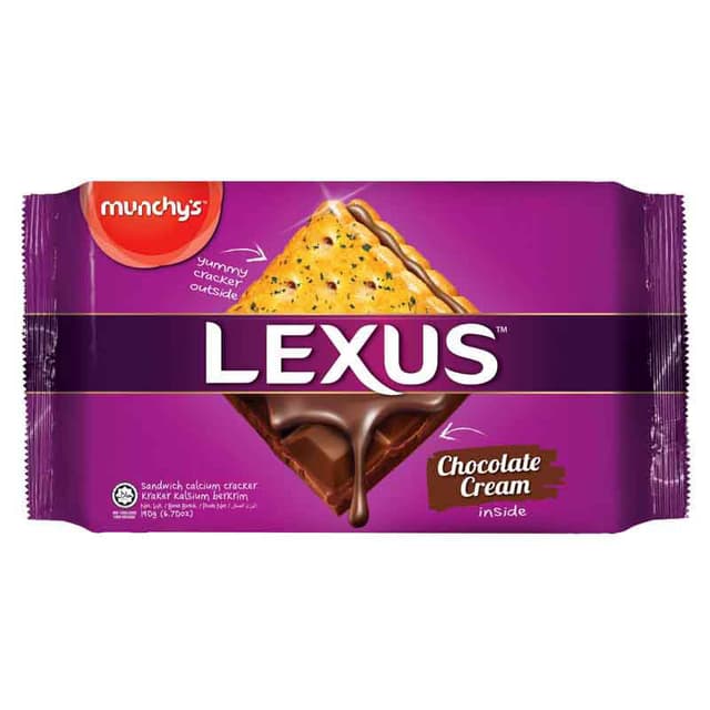 Munchy's Lexus Sandwich Cracker Chocolate, 190g