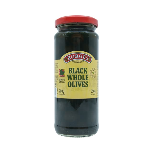 Borges Whole Black Olives, 350g
